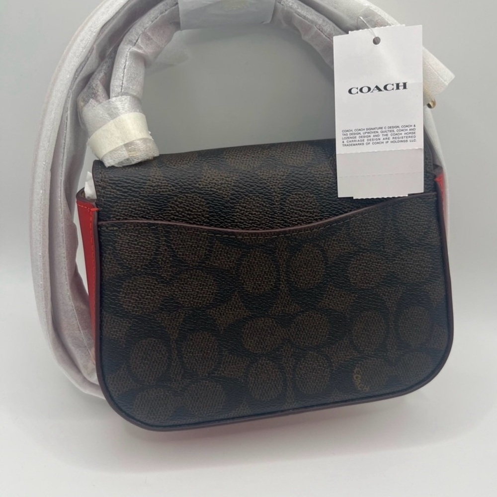 Coach Small Signature Bold Red Lyra Crossbody-CX809 - Picture 4 of 13